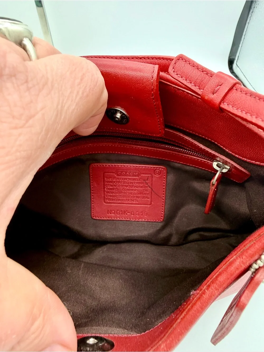 Coach Ergo Demi Hobo Bag Red Glove Leather Silver Hardware Y2K Shoulder Bag 8319
